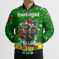 Portugal Christmas Bomber Puffer Jacket with Green Galo de Barcelos Rooster Santa Hat and Gift - Wonder Print Shop