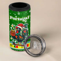 Portugal Christmas 4 in 1 Can Cooler Tumbler with Green Galo de Barcelos Rooster Santa Hat and Gift - Wonder Print Shop