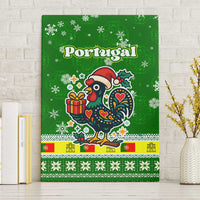 Portugal Christmas Canvas Wall Art with Green Galo de Barcelos Rooster Santa Hat and Gift - Wonder Print Shop