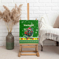 Portugal Christmas Canvas Wall Art with Green Galo de Barcelos Rooster Santa Hat and Gift - Wonder Print Shop
