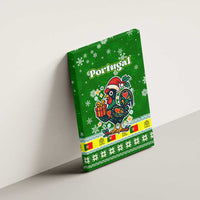 Portugal Christmas Canvas Wall Art with Green Galo de Barcelos Rooster Santa Hat and Gift - Wonder Print Shop