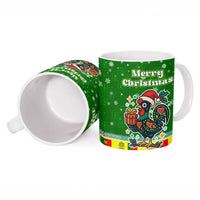 Portugal Christmas Ceramic Mug with Green Galo de Barcelos Rooster Santa Hat and Gift - Wonder Print Shop
