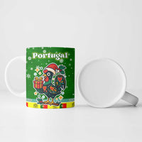 Portugal Christmas Ceramic Mug with Green Galo de Barcelos Rooster Santa Hat and Gift - Wonder Print Shop