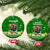 Portugal Christmas Ceramic Ornament with Green Galo de Barcelos Rooster Santa Hat and Gift - Wonder Print Shop