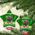 Portugal Christmas Ceramic Ornament with Green Galo de Barcelos Rooster Santa Hat and Gift - Wonder Print Shop
