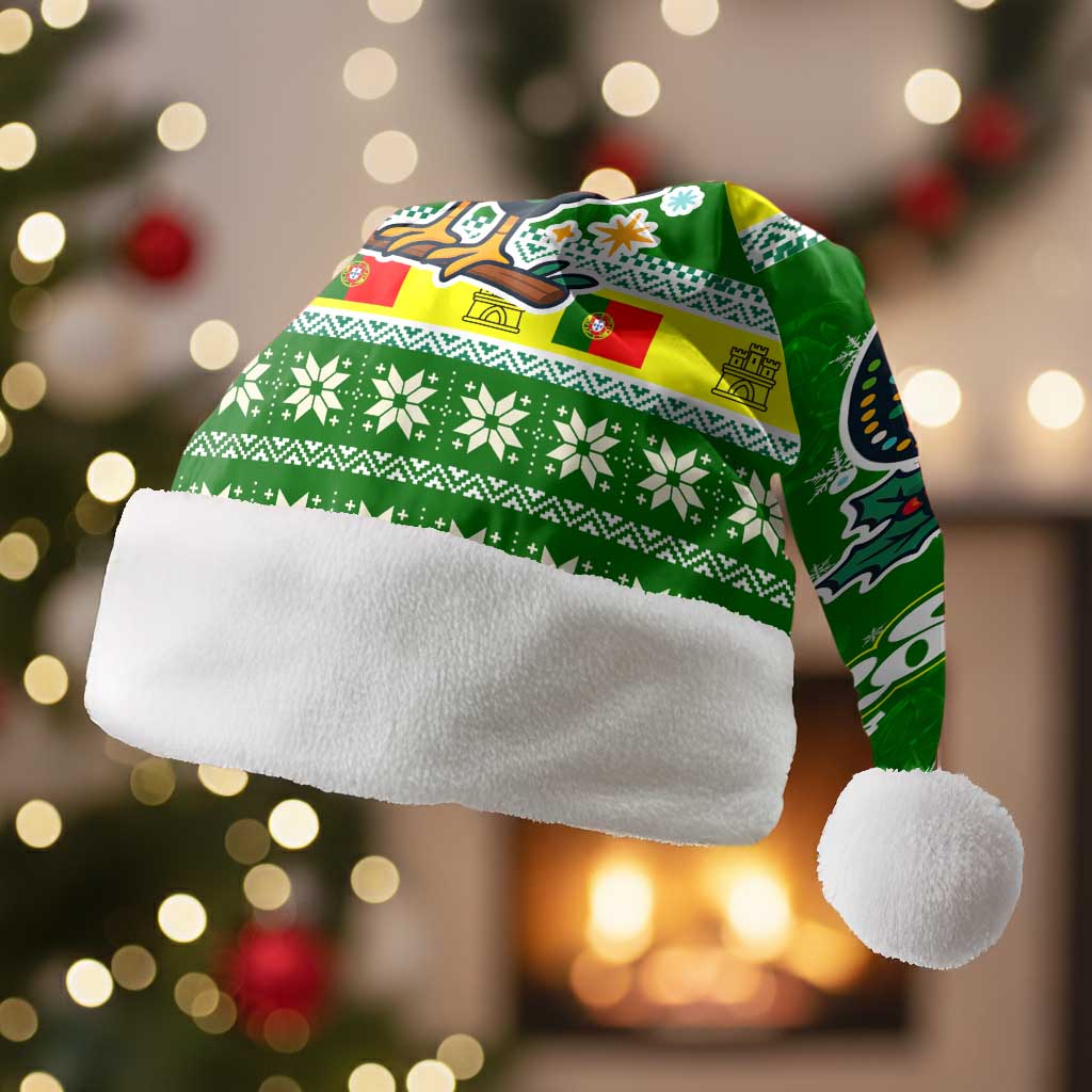 Portugal Christmas Santa Hat with Green Galo de Barcelos Rooster Santa Hat and Gift - Wonder Print Shop