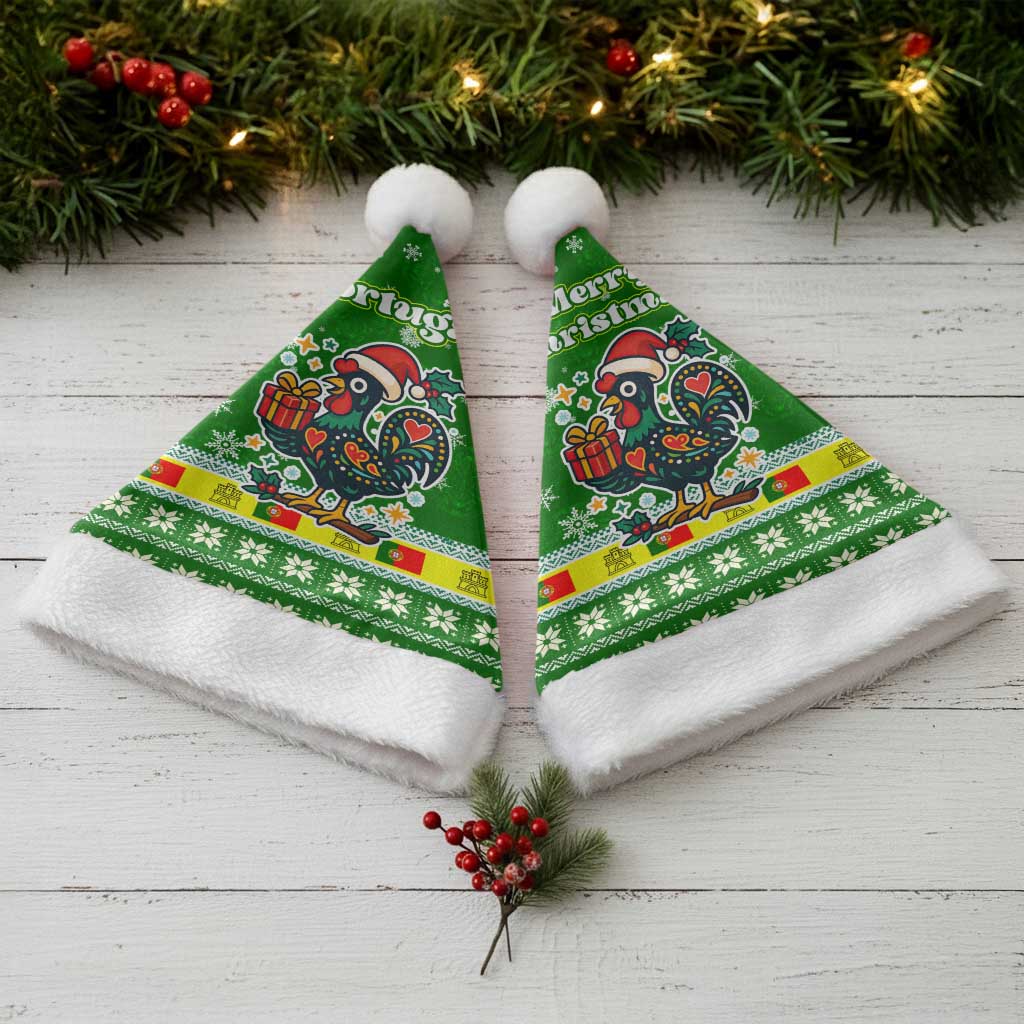 Portugal Christmas Santa Hat with Green Galo de Barcelos Rooster Santa Hat and Gift - Wonder Print Shop