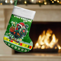 Portugal Christmas Stocking with Green Galo de Barcelos Rooster Santa Hat and Gift - Wonder Print Shop
