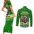 Portugal Christmas Couples Matching Short Sleeve Bodycon Dress and Long Sleeve Button Shirt with Green Galo de Barcelos Rooster Santa Hat and Gift - Wonder Print Shop