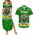 Portugal Christmas Couples Matching Summer Maxi Dress and Hawaiian Shirt with Green Galo de Barcelos Rooster Santa Hat and Gift - Wonder Print Shop