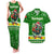 Portugal Christmas Couples Matching Tank Maxi Dress and Hawaiian Shirt with Green Galo de Barcelos Rooster Santa Hat and Gift - Wonder Print Shop