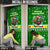 Portugal Christmas Door Cover with Green Galo de Barcelos Rooster Santa Hat and Gift - Wonder Print Shop