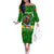 Portugal Christmas Family Matching Off The Shoulder Long Sleeve Dress and Hawaiian Shirt with Green Galo de Barcelos Rooster Santa Hat and Gift - Wonder Print Shop