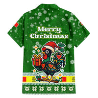 Portugal Christmas Family Matching Tank Maxi Dress and Hawaiian Shirt with Green Galo de Barcelos Rooster Santa Hat and Gift - Wonder Print Shop