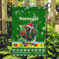 Portugal Christmas Garden Flag with Green Galo de Barcelos Rooster Santa Hat and Gift - Wonder Print Shop