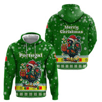Portugal Christmas Hoodie with Green Galo de Barcelos Rooster Santa Hat and Gift - Wonder Print Shop