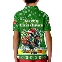 Portugal Christmas Kid Polo Shirt with Green Galo de Barcelos Rooster Santa Hat and Gift - Wonder Print Shop