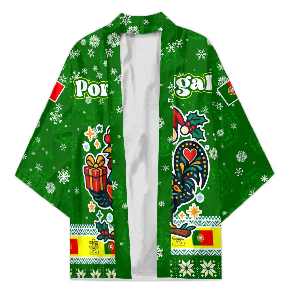 Portugal Christmas Kimono with Green Galo de Barcelos Rooster Santa Hat and Gift - Wonder Print Shop