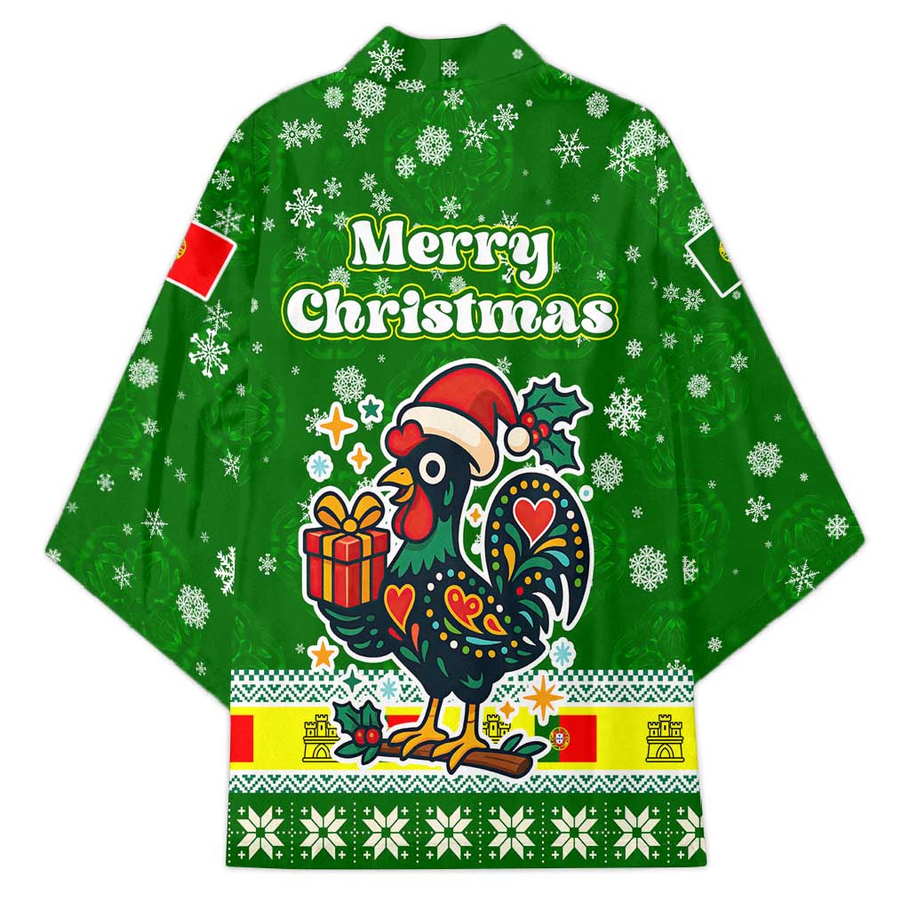 Portugal Christmas Kimono with Green Galo de Barcelos Rooster Santa Hat and Gift - Wonder Print Shop