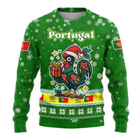 Portugal Christmas Ugly Christmas Sweater with Green Galo de Barcelos Rooster Santa Hat and Gift - Wonder Print Shop