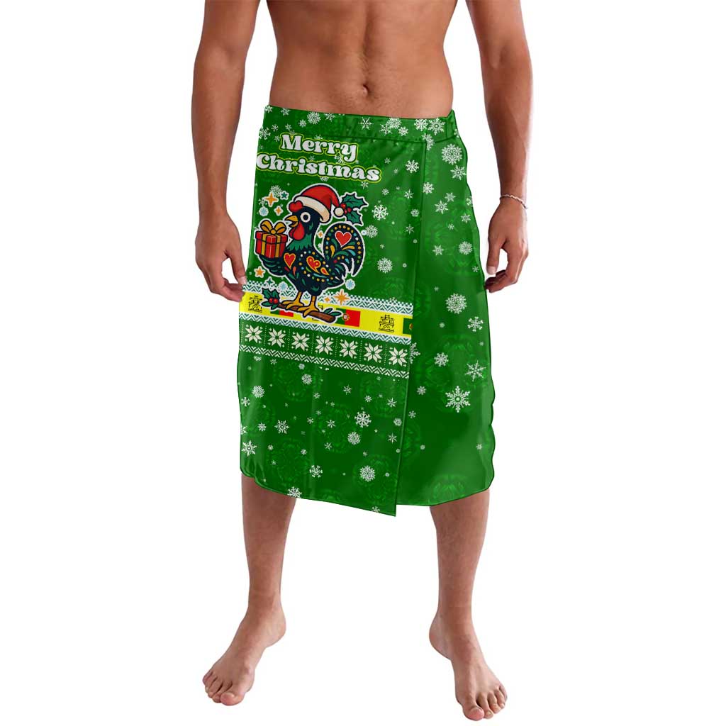 Portugal Christmas Lavalava with Green Galo de Barcelos Rooster Santa Hat and Gift - Wonder Print Shop