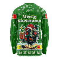 Portugal Christmas Long Sleeve Shirt with Green Galo de Barcelos Rooster Santa Hat and Gift - Wonder Print Shop