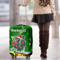 Portugal Christmas Luggage Cover with Green Galo de Barcelos Rooster Santa Hat and Gift - Wonder Print Shop