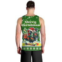 Portugal Christmas Men Tank Top with Green Galo de Barcelos Rooster Santa Hat and Gift - Wonder Print Shop