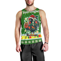 Portugal Christmas Men Tank Top with Green Galo de Barcelos Rooster Santa Hat and Gift - Wonder Print Shop
