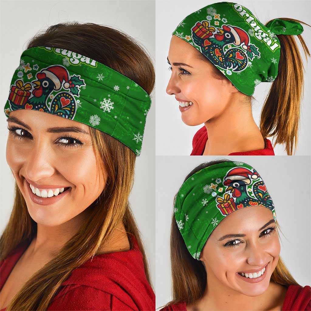 Portugal Christmas Neck Gaiter with Green Galo de Barcelos Rooster Santa Hat and Gift - Wonder Print Shop