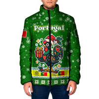 Portugal Christmas Padded Jacket with Green Galo de Barcelos Rooster Santa Hat and Gift - Wonder Print Shop
