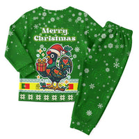 Portugal Christmas Pajama Set with Green Galo de Barcelos Rooster Santa Hat and Gift - Wonder Print Shop