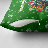 Portugal Christmas Pillow Cover with Green Galo de Barcelos Rooster Santa Hat and Gift - Wonder Print Shop