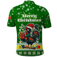 Portugal Christmas Polo Shirt with Green Galo de Barcelos Rooster Santa Hat and Gift - Wonder Print Shop