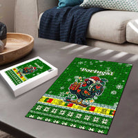 Portugal Christmas Puzzle with Green Galo de Barcelos Rooster Santa Hat and Gift - Wonder Print Shop