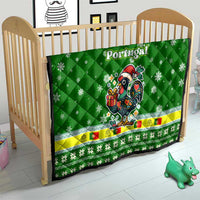 Portugal Christmas Quilt with Green Galo de Barcelos Rooster Santa Hat and Gift - Wonder Print Shop