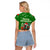 Portugal Christmas Raglan Cropped T Shirt with Green Galo de Barcelos Rooster Santa Hat and Gift - Wonder Print Shop