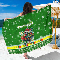 Portugal Christmas Sarong with Green Galo de Barcelos Rooster Santa Hat and Gift - Wonder Print Shop