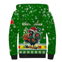 Portugal Christmas Sherpa Hoodie with Green Galo de Barcelos Rooster Santa Hat and Gift - Wonder Print Shop