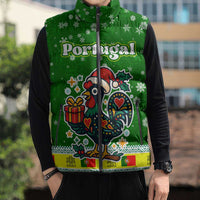 Portugal Christmas Sleeveless Puffer Jacket with Green Galo de Barcelos Rooster Santa Hat and Gift - Wonder Print Shop