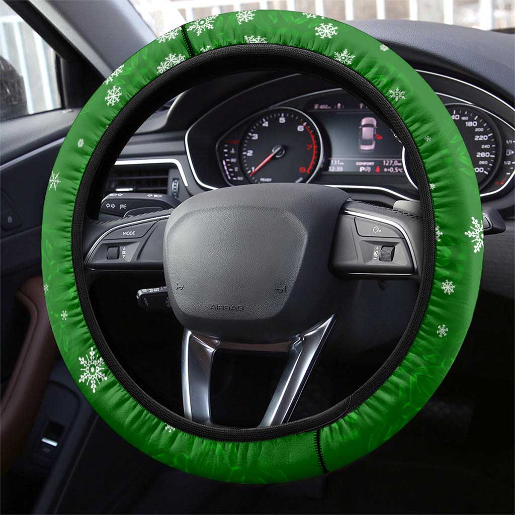 Portugal Christmas Steering Wheel Cover with Green Galo de Barcelos Rooster Santa Hat and Gift - Wonder Print Shop