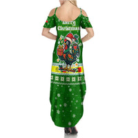 Portugal Christmas Summer Maxi Dress with Green Galo de Barcelos Rooster Santa Hat and Gift - Wonder Print Shop