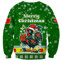 Portugal Christmas Sweatshirt with Green Galo de Barcelos Rooster Santa Hat and Gift - Wonder Print Shop