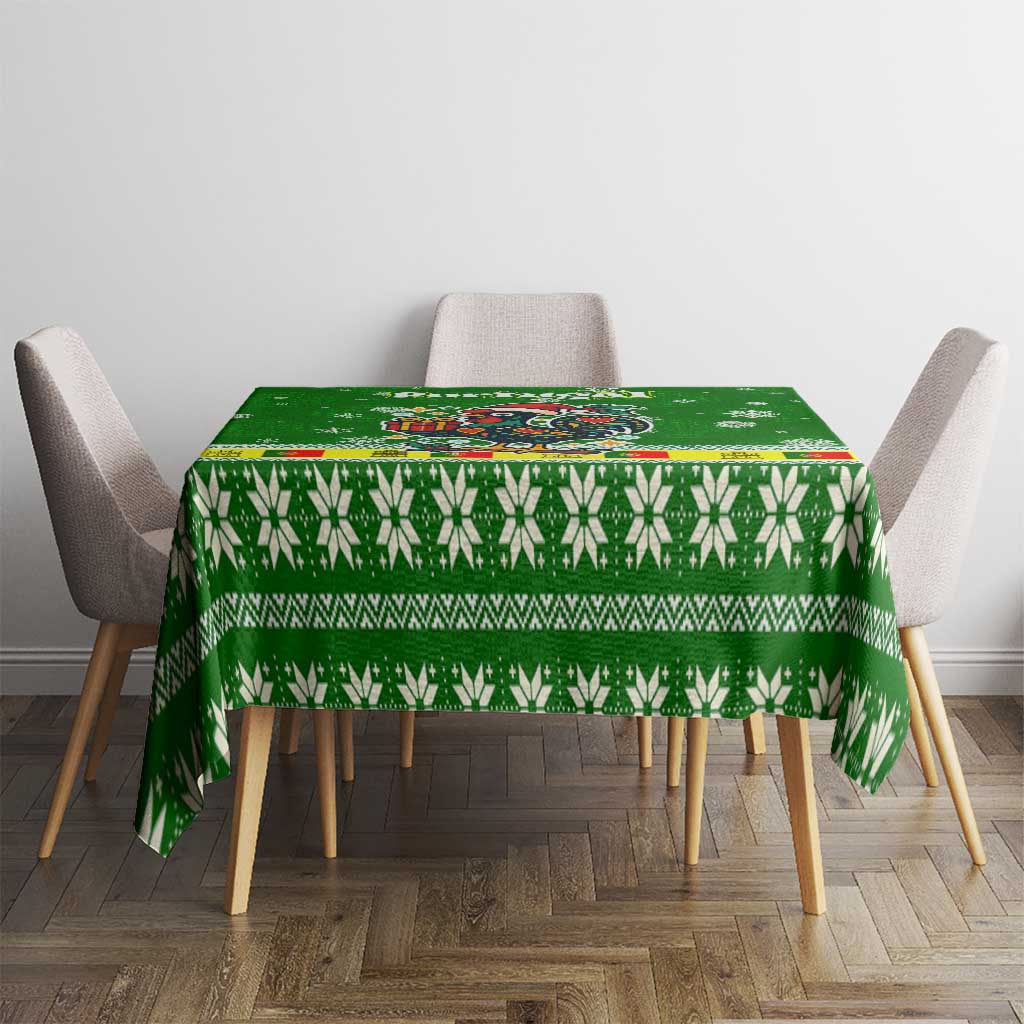 Portugal Christmas Tablecloth with Green Galo de Barcelos Rooster Santa Hat and Gift - Wonder Print Shop