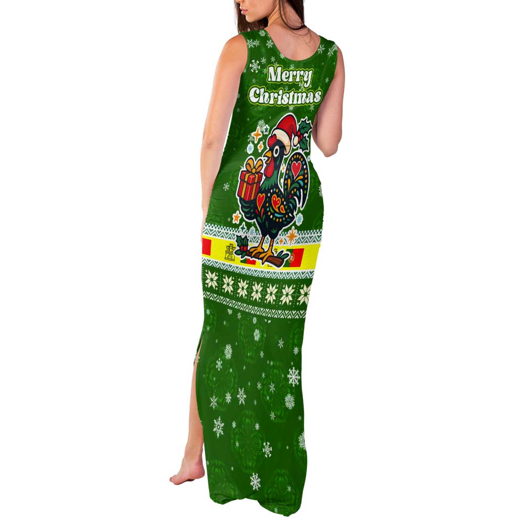 Portugal Christmas Tank Maxi Dress with Green Galo de Barcelos Rooster Santa Hat and Gift - Wonder Print Shop