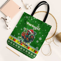 Portugal Christmas Tote Bag with Green Galo de Barcelos Rooster Santa Hat and Gift - Wonder Print Shop