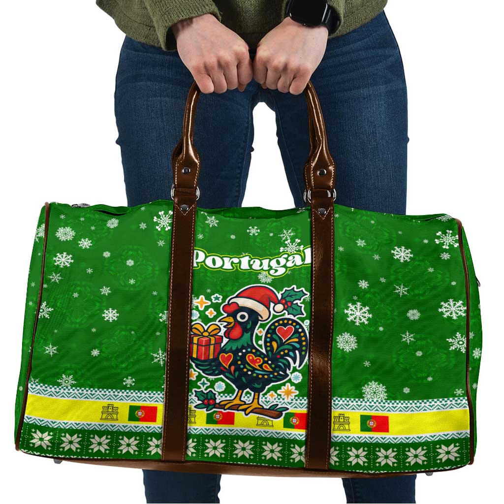 Portugal Christmas Travel Bag with Green Galo de Barcelos Rooster Santa Hat and Gift - Wonder Print Shop