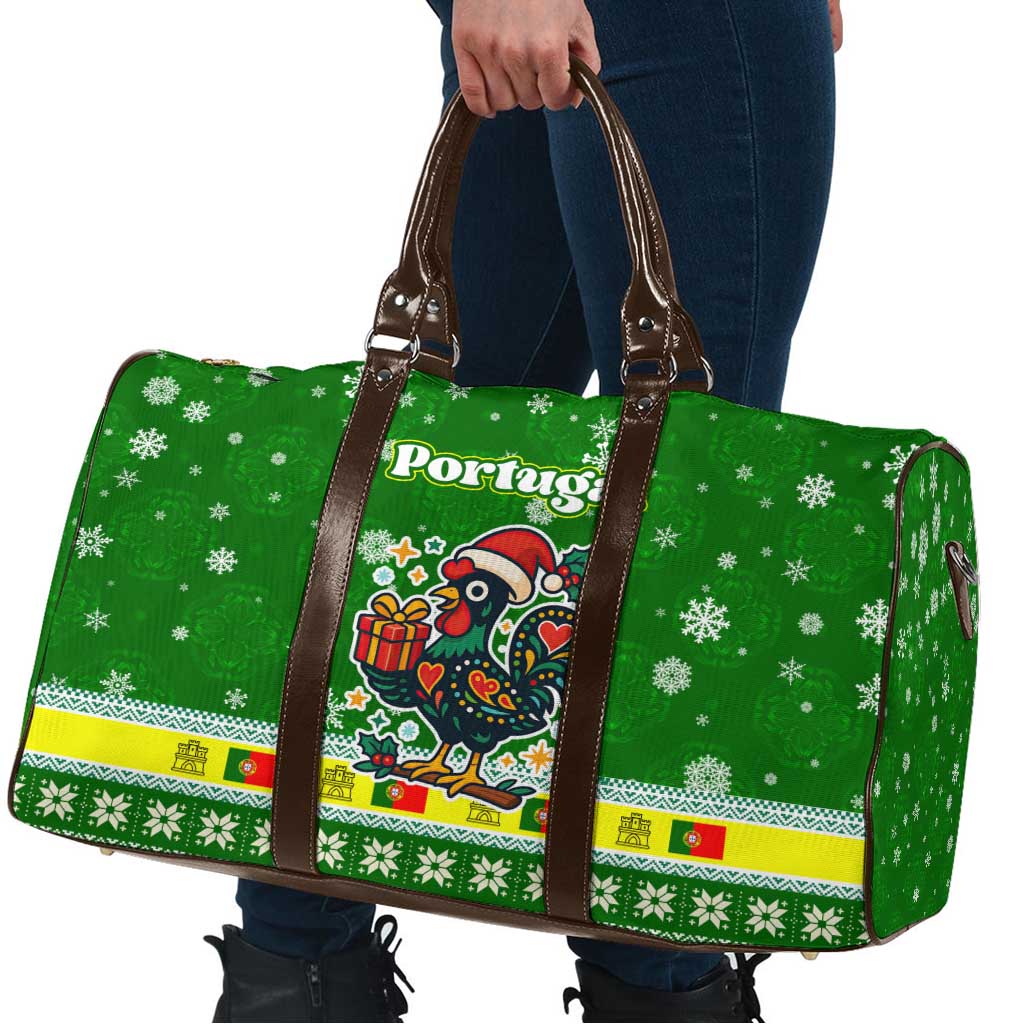 Portugal Christmas Travel Bag with Green Galo de Barcelos Rooster Santa Hat and Gift - Wonder Print Shop
