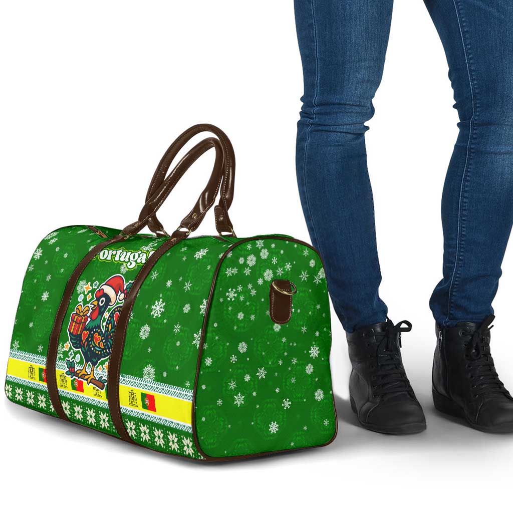 Portugal Christmas Travel Bag with Green Galo de Barcelos Rooster Santa Hat and Gift - Wonder Print Shop