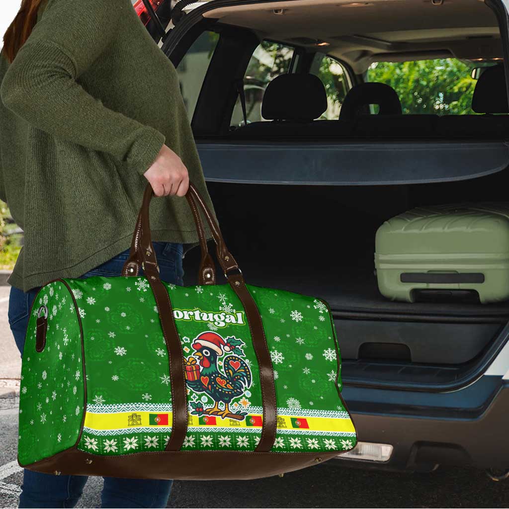 Portugal Christmas Travel Bag with Green Galo de Barcelos Rooster Santa Hat and Gift - Wonder Print Shop